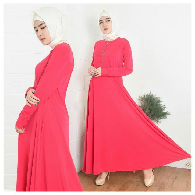 fashionshop119 Wanita Busui Dress / Gamis Jersey / Gamis Polos / Fashion Muslim (fs)