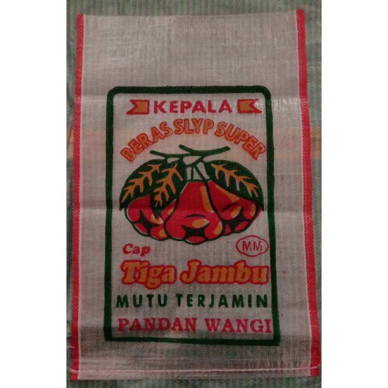

karung beras cap tiga jambu Transparant 10kg(ini kemasan bukan beras )