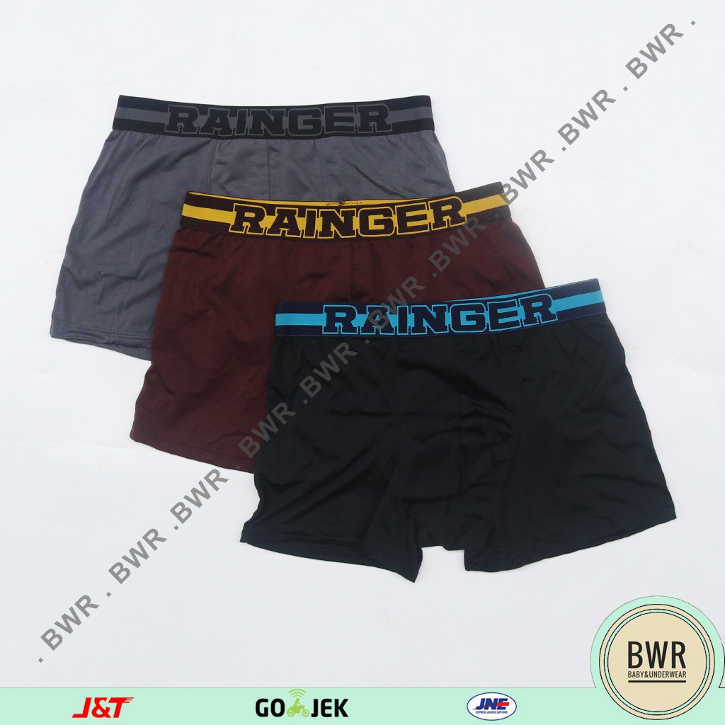 3 pc - BOXER RAINGER MERAH [ II J1 - L1 ] Celana Dalam Pria Boxer RG 08 karet tebal