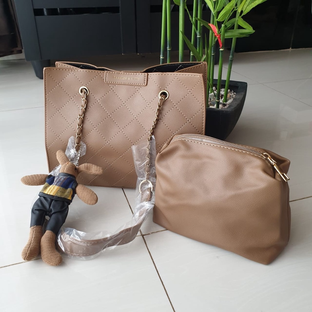 ZC 2223 RISCE TAS TOTE 2IN1 IMPORT FREE GANTUNGAN BONEKA WANITA CEWEK PEREMPUAN JAKARTA BATAM