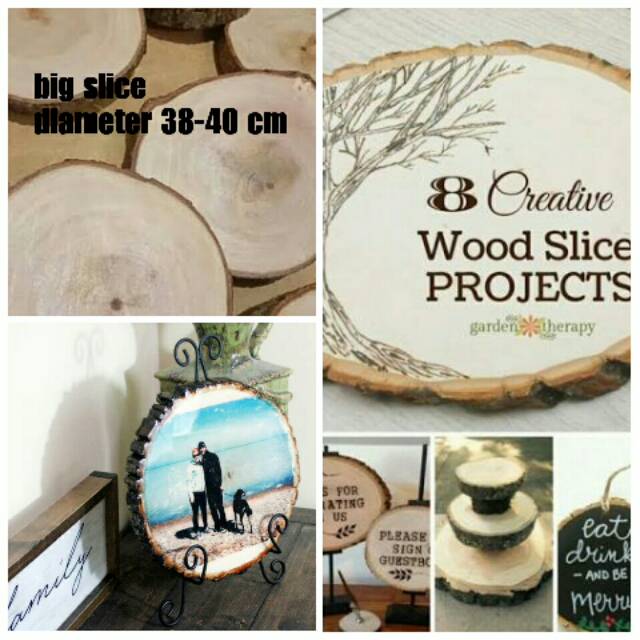 Potongan kayu/wood slice hiasan meja hiasan dinding dekorasi kayu