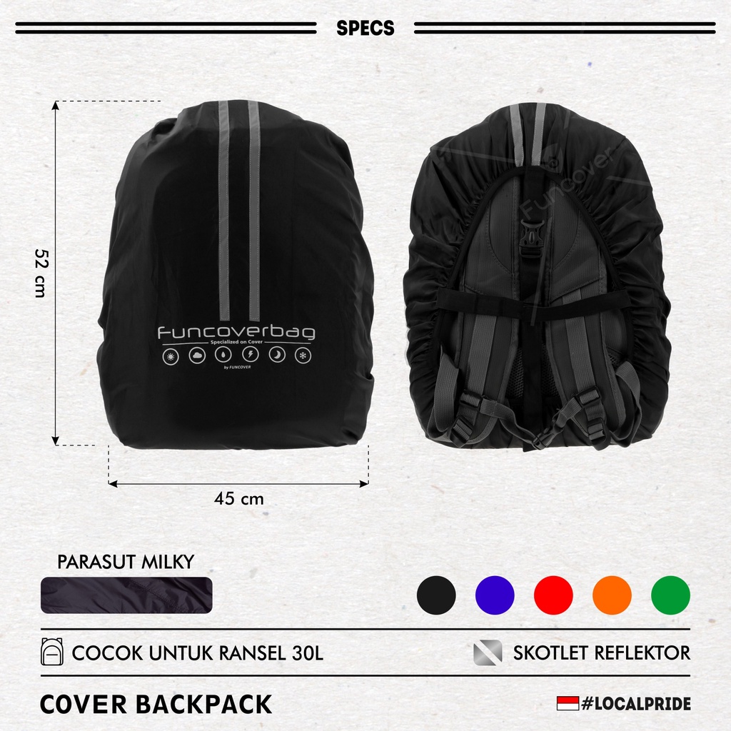 Coverbag Mantel Pelindung Tas  Backpack Cover by FUNCOVER