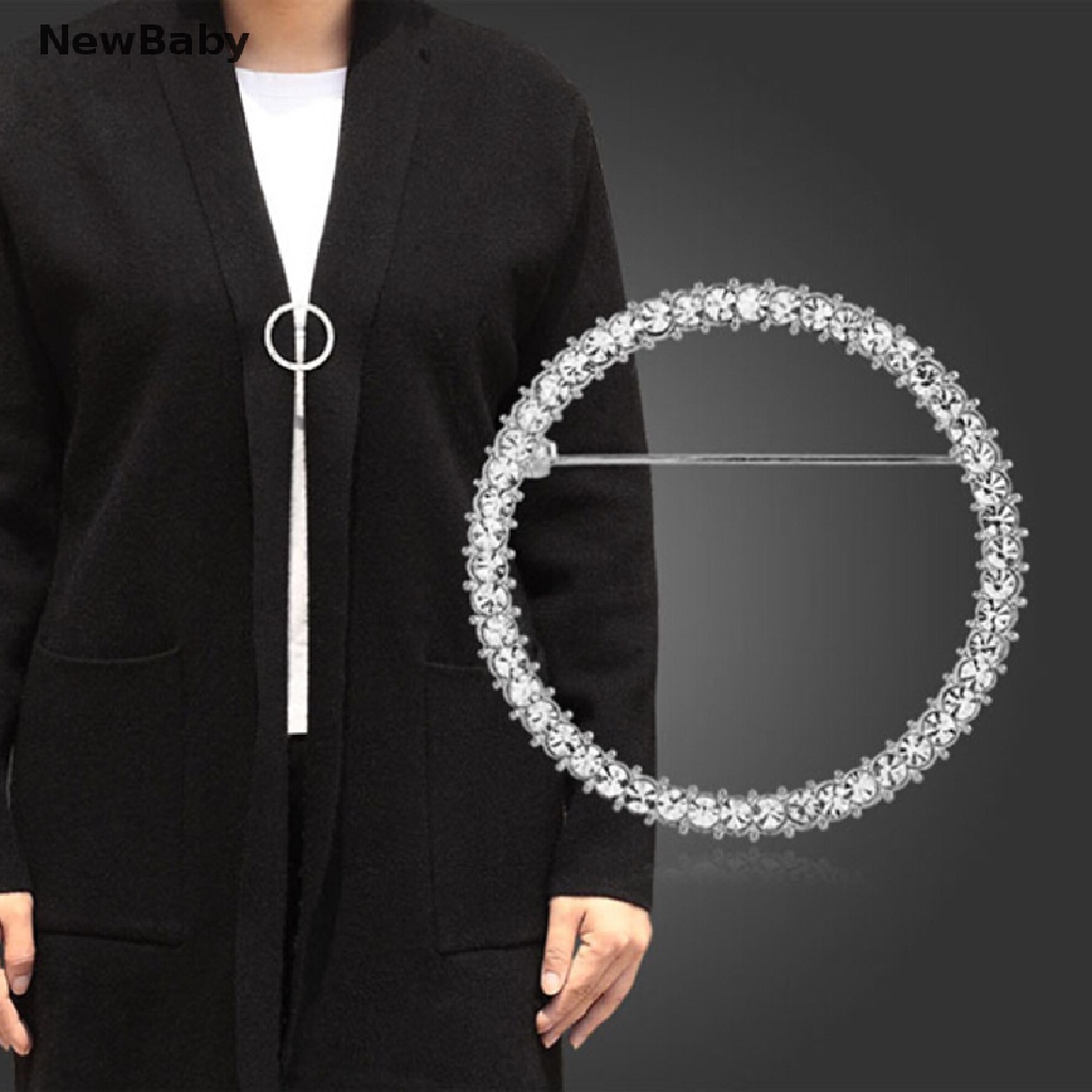 Newbaby Bros Pin Bulat Simple Hias Kristal Holder Aksesoris Wanita
