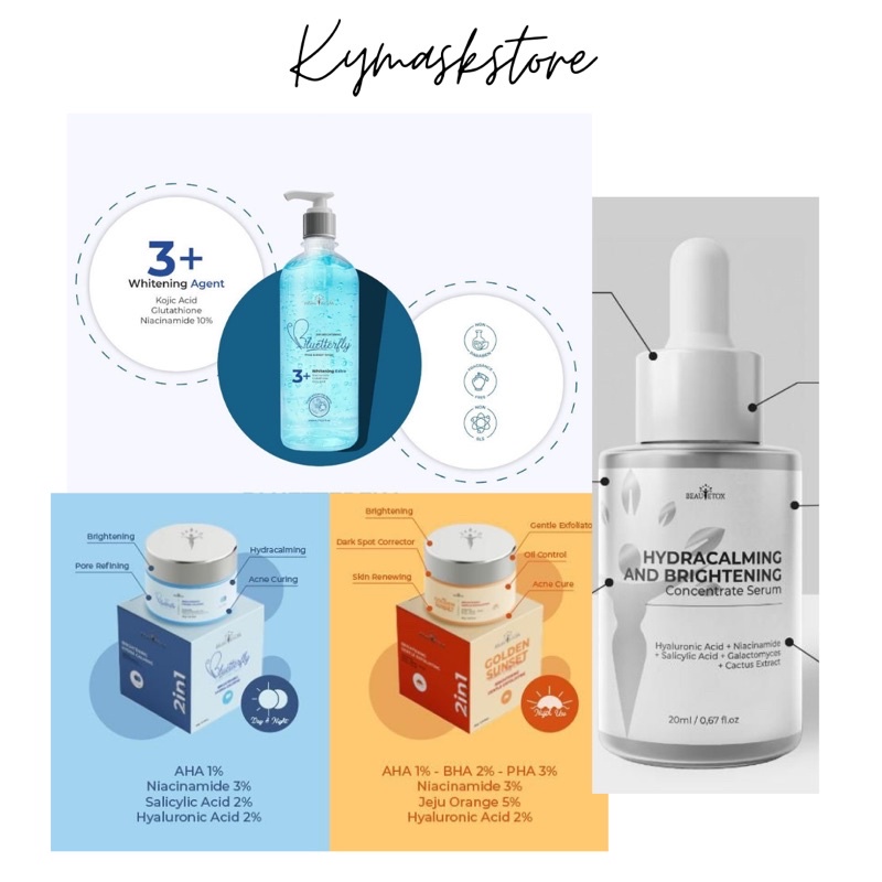 SKINCARE BEAUTETOX serum facewash gold & butterfly jelly