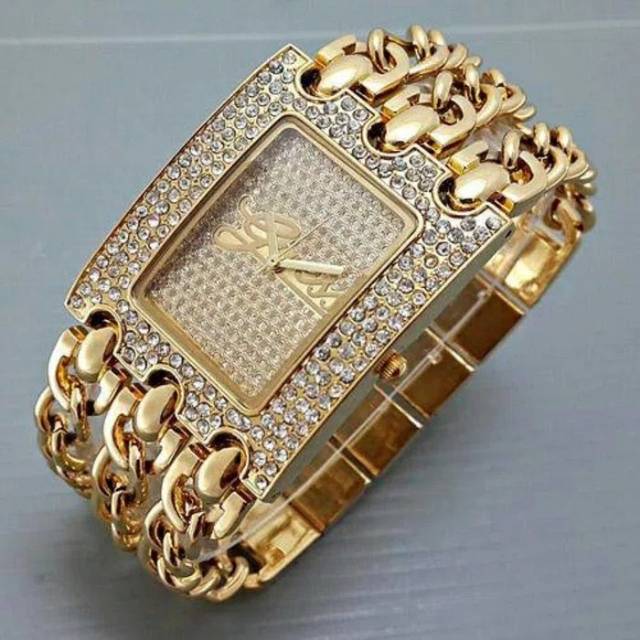 Jam Tangan Wanita  Guess Tali Rantai Tiga - Guess Rantai 3 - Jam Tangan Guess Super  Mewah