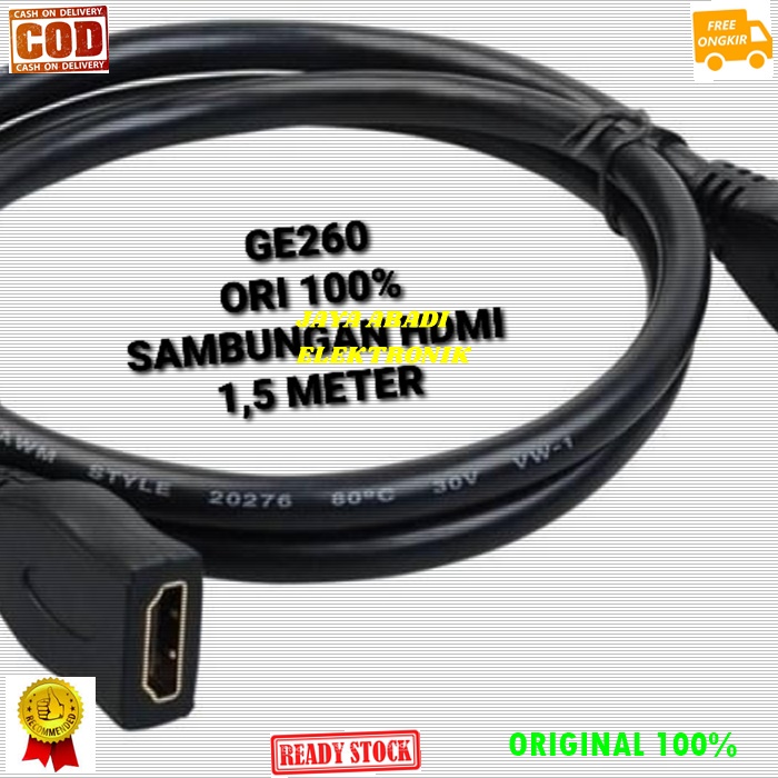 G260 ORIGINAL KABEL EXTENSION HDMI 1.5 METER SAMBUNGAN JEK JACK MALE FEMALE LAPTOP TV PS GAMBAR SUAR