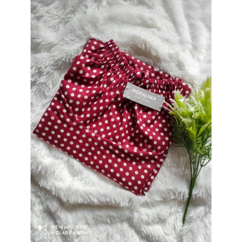 ROK PAYUNG LEBAR/ROK KATUN PANJANG/MOTIF PULKADOT-Marun