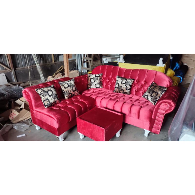 Sofa L minimalis / Sofa L Putus motif  kancing