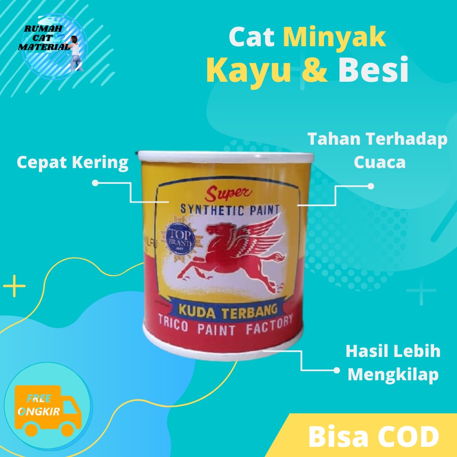 

Cat Kayu Besi Kuda Terbang (0.1 Kg) Cat Minyak Super Synthetic Paint Serang