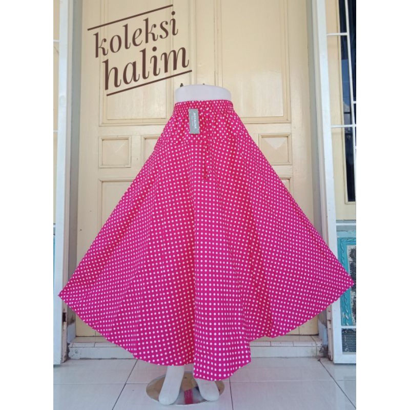 ROK PAYUNG LEBAR/ROK KATUN PANJANG/MOTIF PULKADOT-2