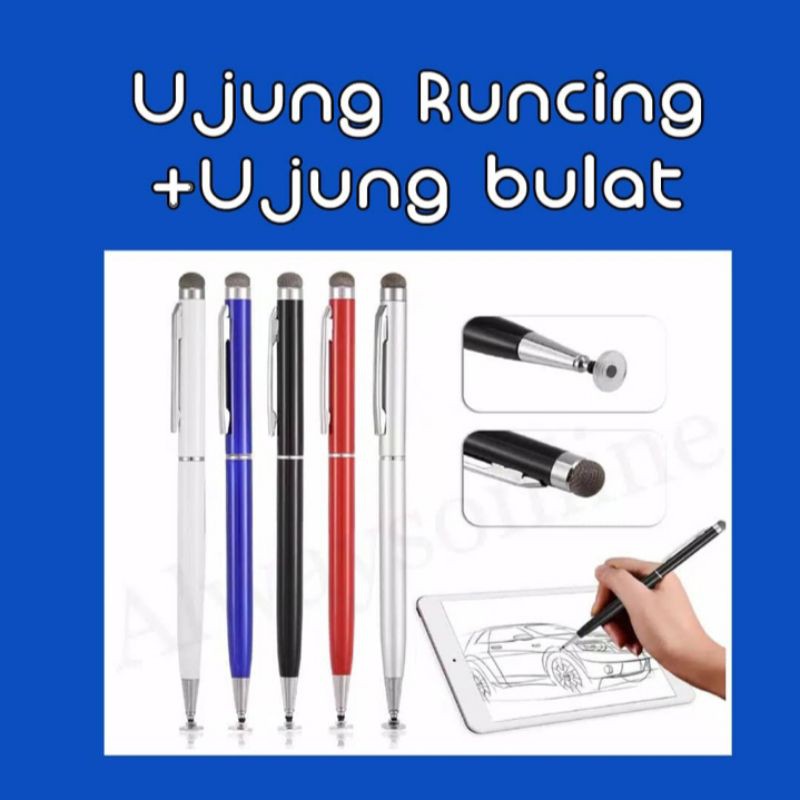 Stylus | Runcing | Pulpen Android | Ujung Runcing | Bisa Juga Ujung Bulatnya | 2 in 1 | Tetta Shop