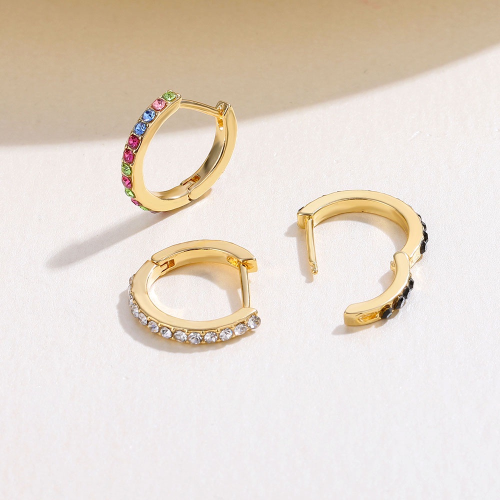 Anting Bulat Kecil Warna Rose Gold Gaya punk Vintage Untuk Wanita