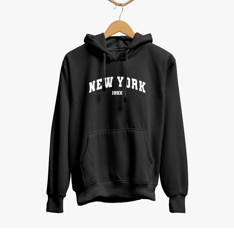 Sweater Hoodie Motif  NEW YORK Bahan Fleece Tebal Premium Pria Wanita