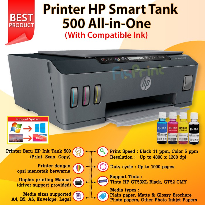 Printer Smart Tank HP 500 Print Scan Copy Pengganti HP 315 all in one