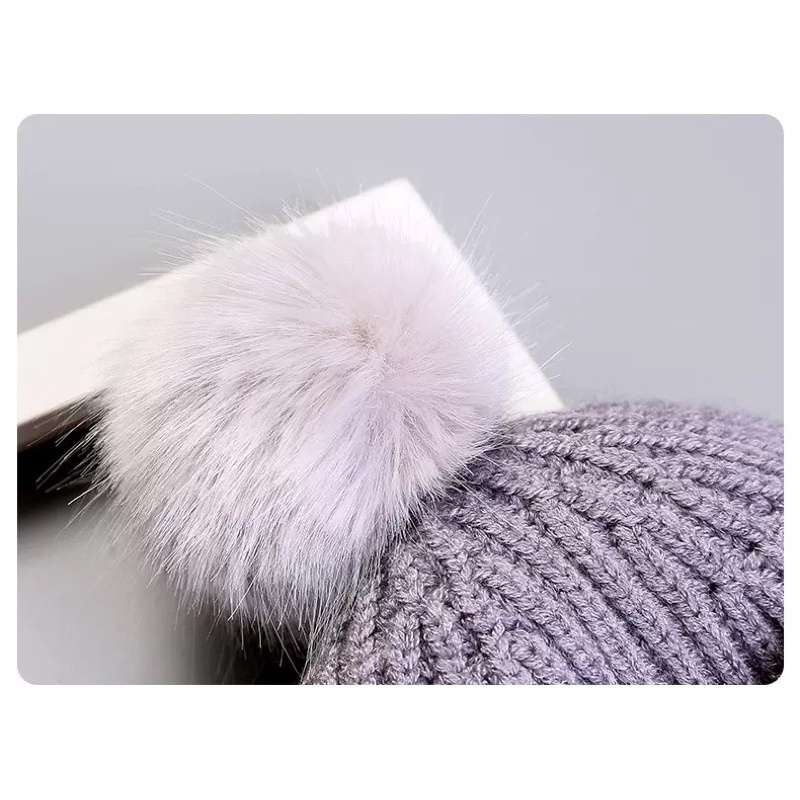 Topi kupluk wol lembut topi pom pom topi rajut newborn bayi baby knitted hat Bear