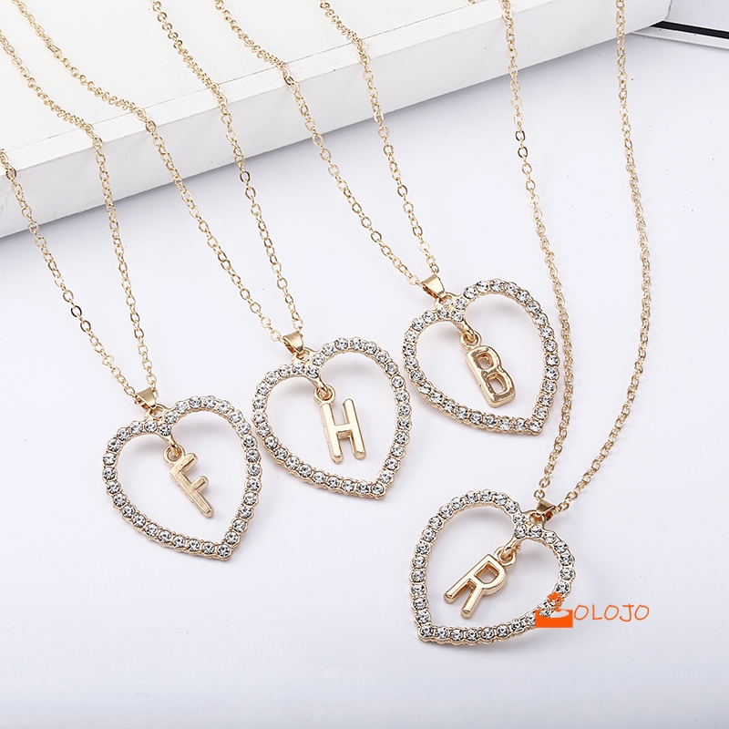 OLOJO Kalung Titanium Fashion Rantai Huruf Liontin 26 Hadiah Huruf Inggris Necklace