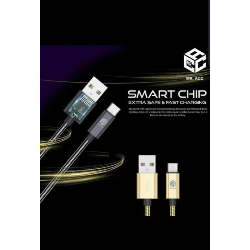 mracc kabel data micro usb iphone type c fast charging lapis besi metal