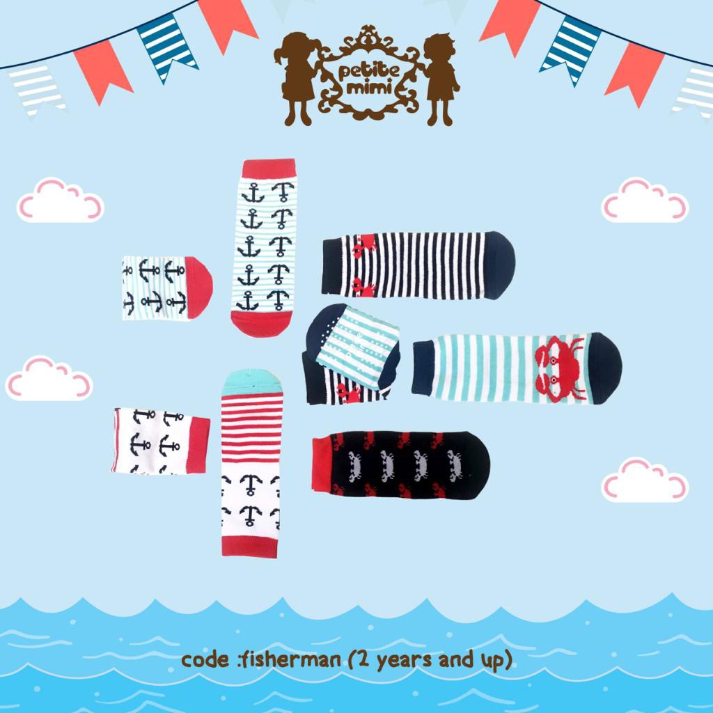 KAOS KAKI PETITE MIMI TOODLER  DINO &amp; FISHERMAN ( 2- 4 Thn ) ISI 5 PASANG