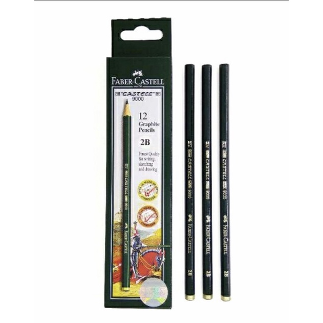 ( Ecer 1 Pc ) FABER CASTELL WOODEN PENCIL - PENSIL KAYU UJIAN TEST - 2B 9000