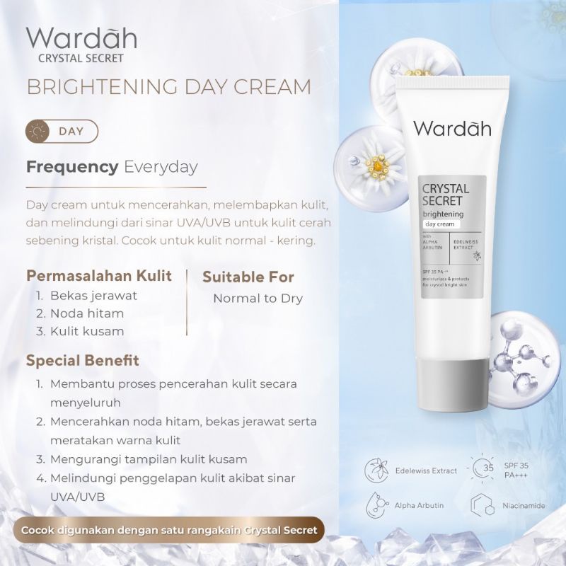 WARDAH CRYSTAL SECRET BRIGHTENING DAY CREAM 100% ORI