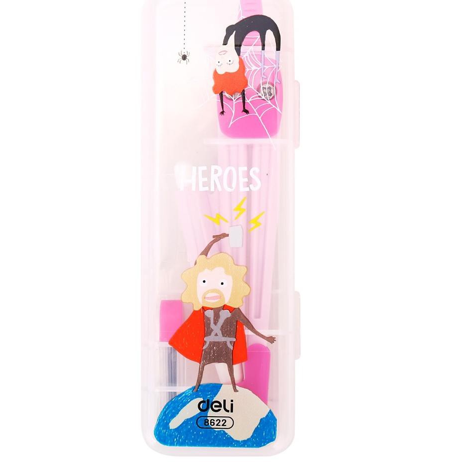 

Special Price.. Deli Jangka Sekolah dengan pensil mekanik tutup ujung yang aman dan mudah dibawa E8