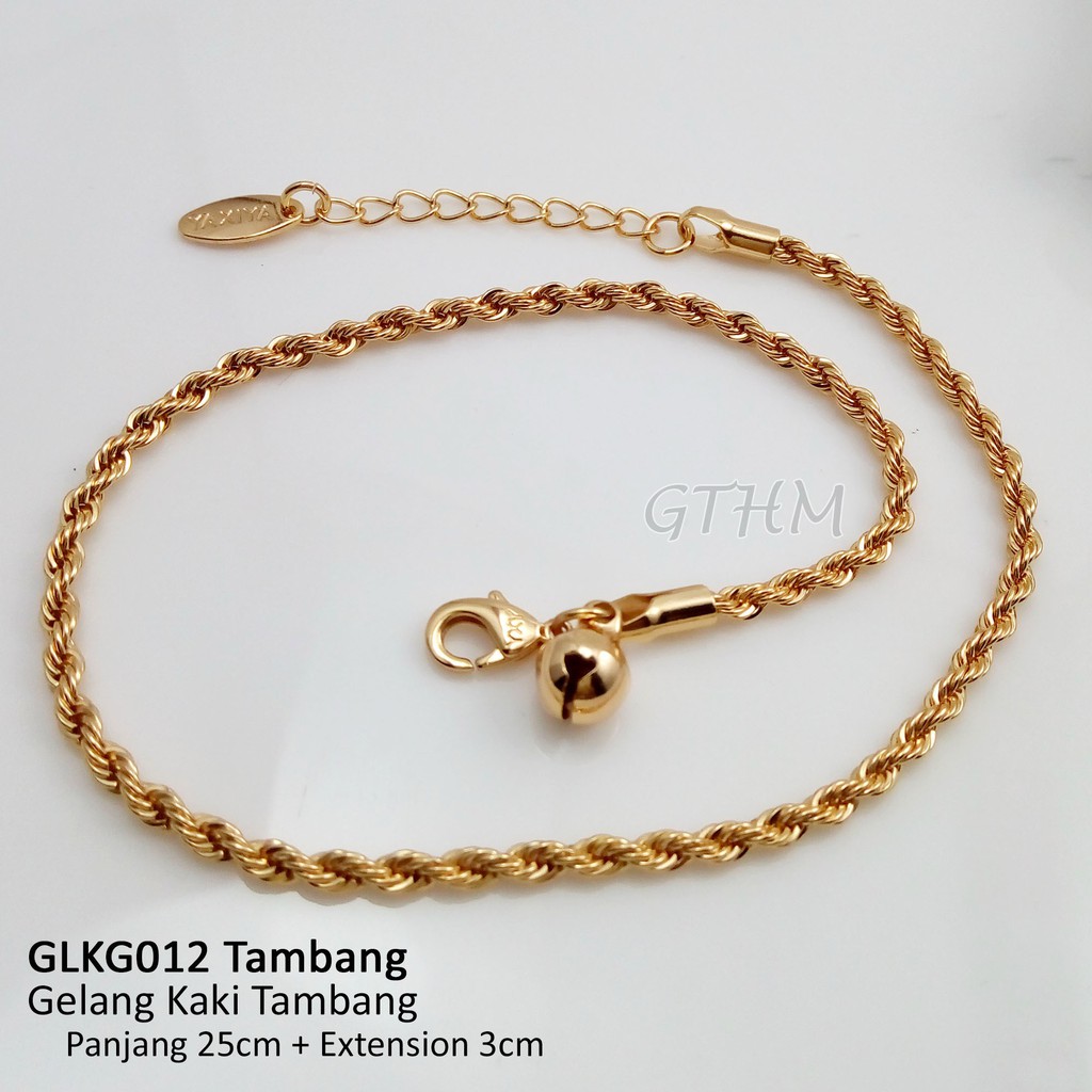 xuping gthm gelang kaki emas polos mewah perhiasan wanita mewah krincing untuk wanita modern glkg012