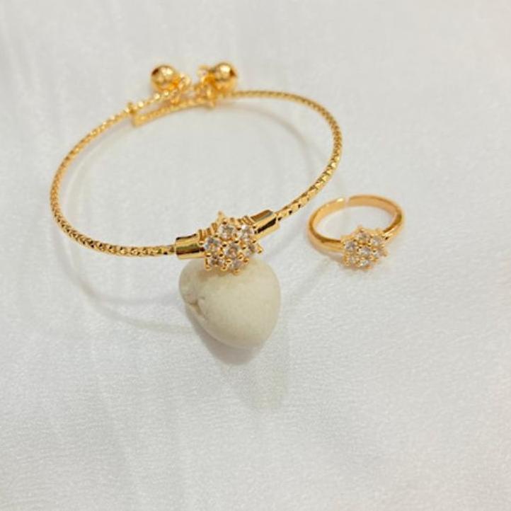 ➢sn Grosir➢ Perhiasan Anak Perempuan Lapis Emas 18K 24K Asesoris Set Wanita Kalung Anting Gelang Cin