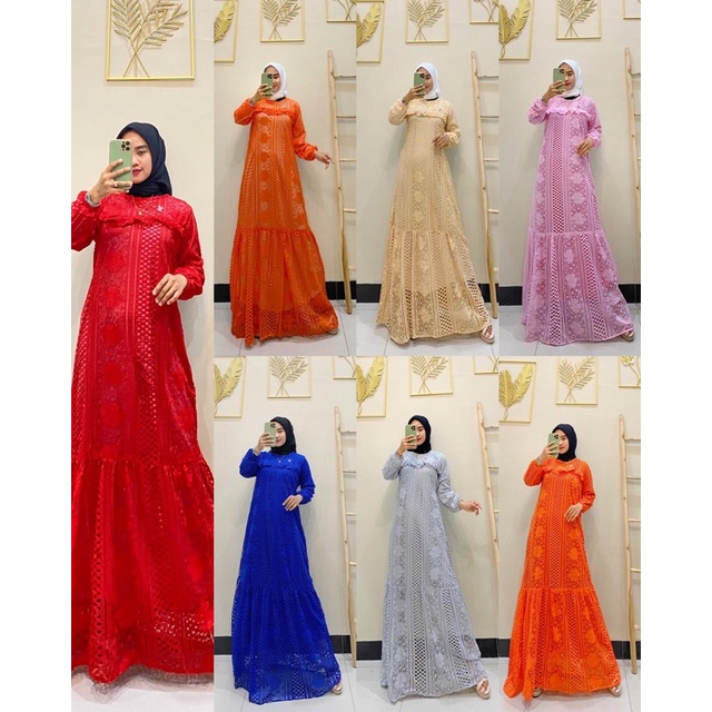 Gamis brukat kain rempel dada