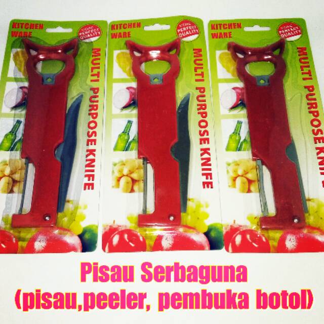 Pisau Dapur Serbaguna 3 in 1 (pisau,peeler, pembuka botol)