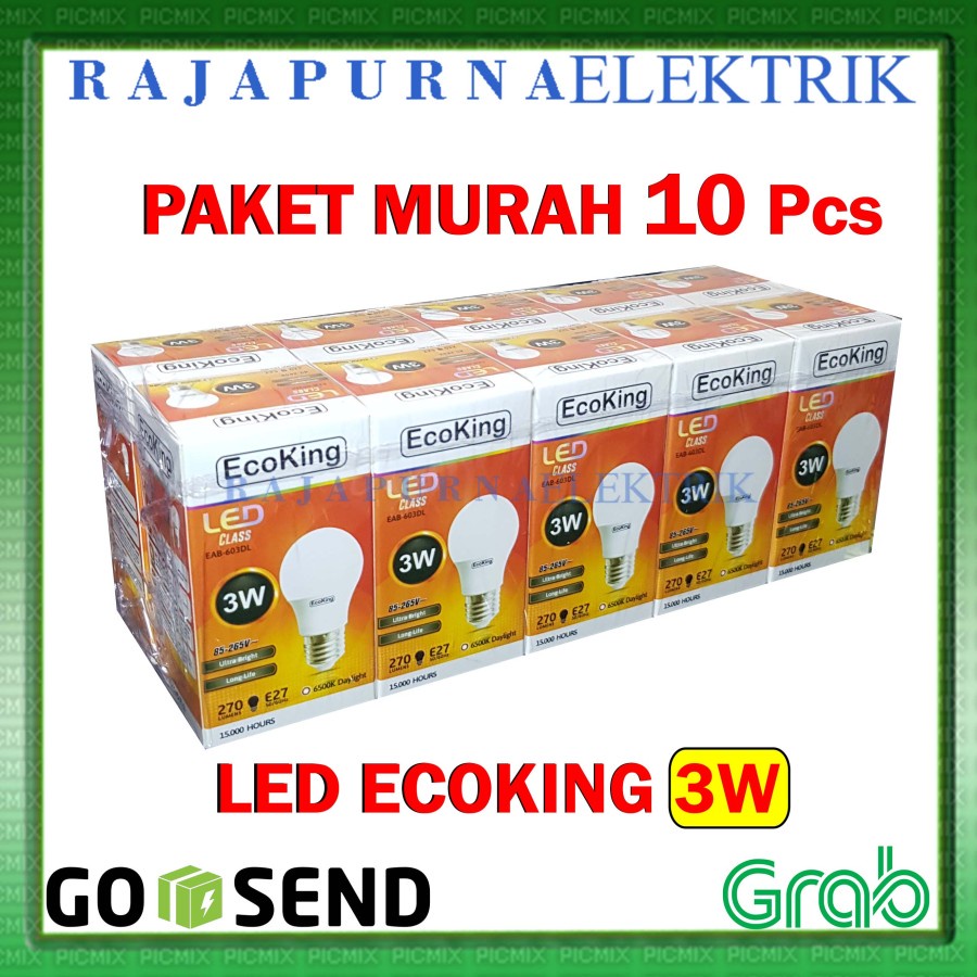 LAMPU LED 3W - 3 watt ECOKING SUPER TERANG - TAHAN LAMA (PAKET 10Pcs)