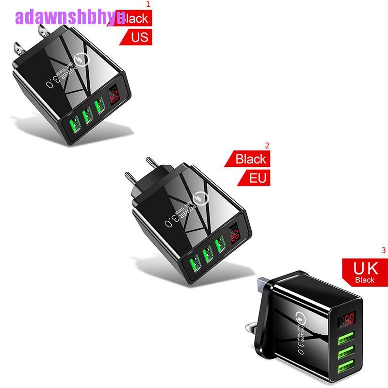 Adapter Hub Charger Dinding 3 Port USB 3.0 Fast Charging Digital QC 3.0 Dengan LED Power