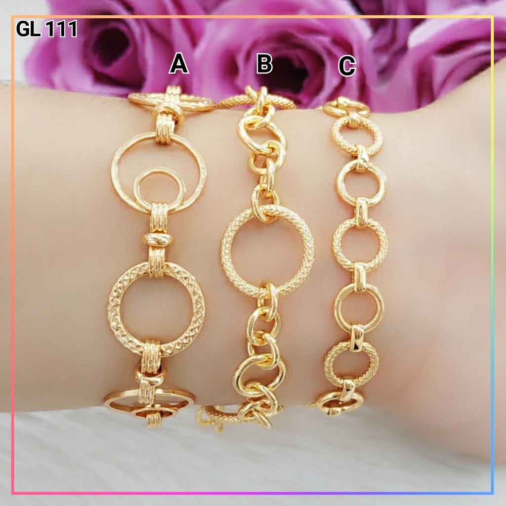 Gelang xuping gelang dewasa rantai bulat polos simple perhiasan lapis emas gold GL 111