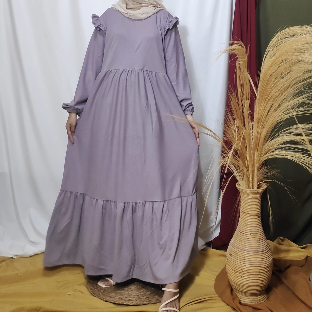 Dailythings Gamis Delia BUSUI Rempel Ukuran Fit L sampai XXL Lingkar Dada 110 cm Panjang 130 cm