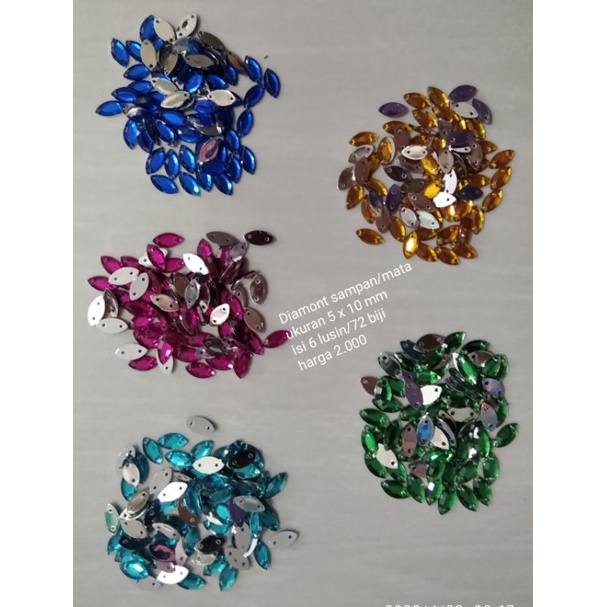Diamont/payet/kristal jahit sampan/mata akrilik 5*10 mm (100 pcs)