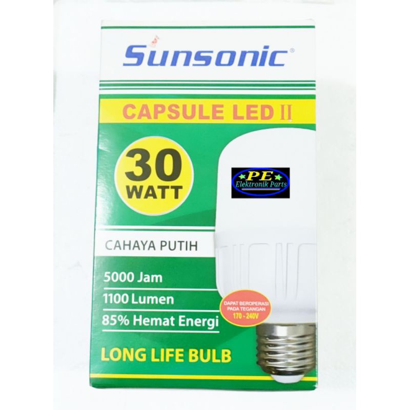 ==> BOLA  LAMPU  LED 30WATT  SUNSONIC { CAPSUL }