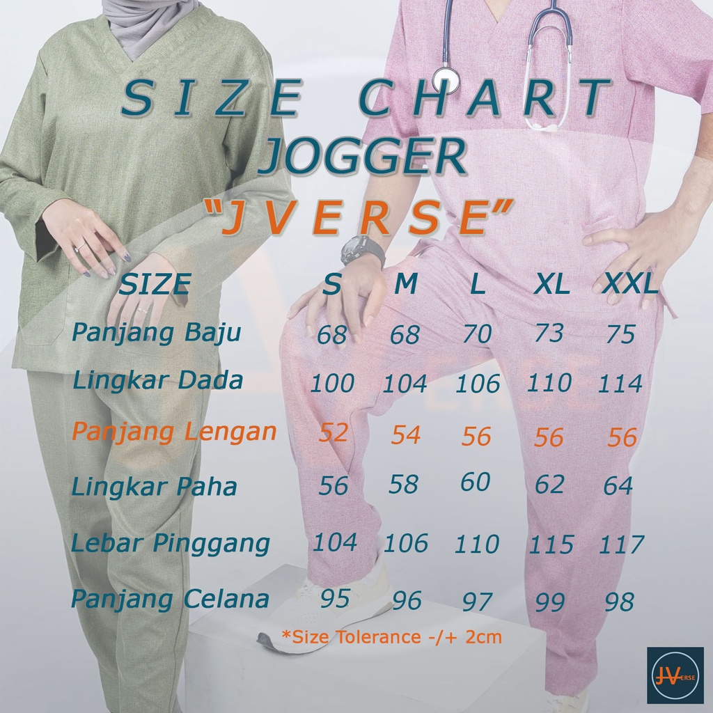 Baju Jaga JOGGER Denim Two Tone Lengan Karet