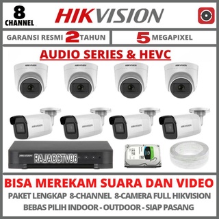PAKET CCTV HIKVISION 5MP 8 CHANNEL 8 CAMERA TURBO HD KAMERA CCTV