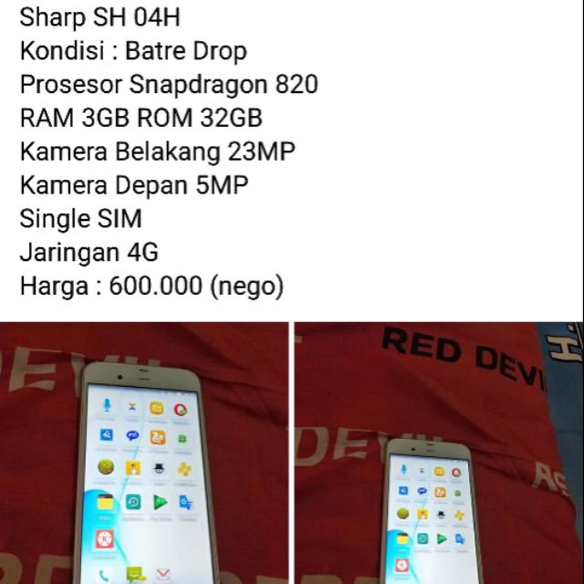 Produk Terjual Sharp Sh 04h Snapdragon 820