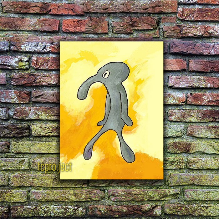 SQUIDWARD SPONGEBOB LUKISAN POSTER - DEKORASI POSTER KAYU