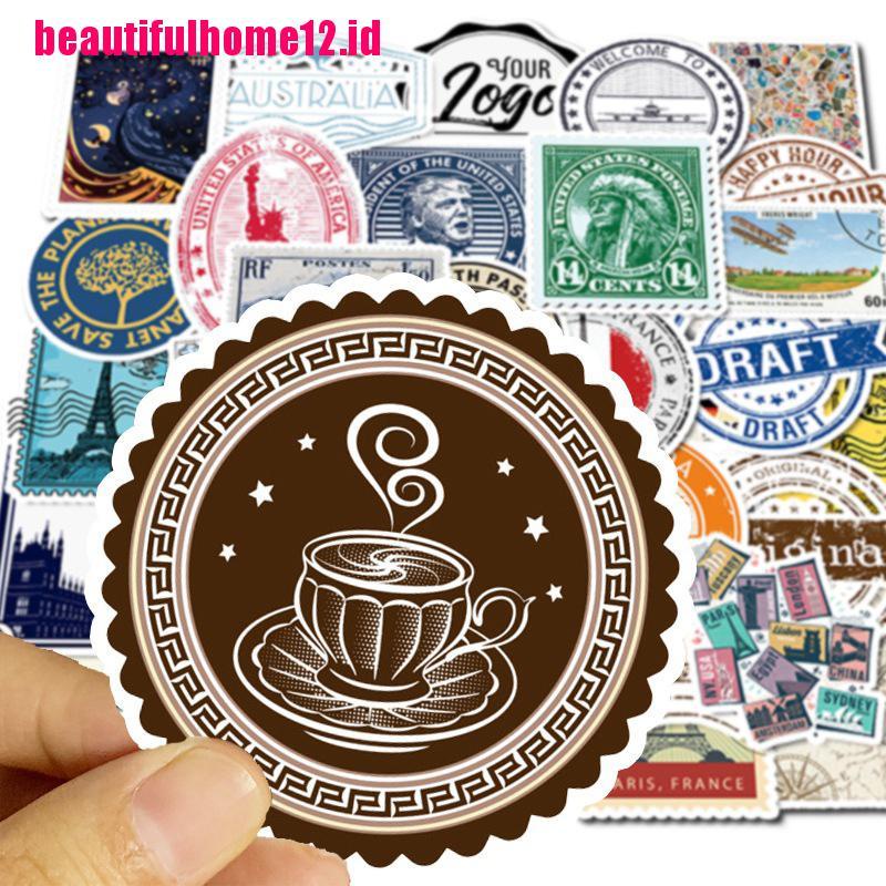 【beautifulhome12.id】50pc Travel stamp Sticker Laptop Guitar Skateboard Luggage Fun Graffiti Sticker