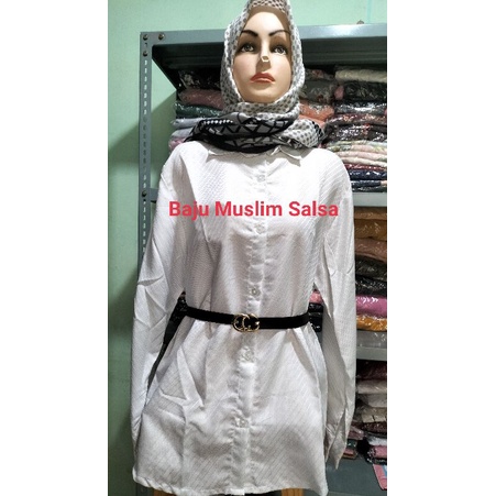 Baju Muslim Salsa atasan warna putih PNS kemeja wanita murah