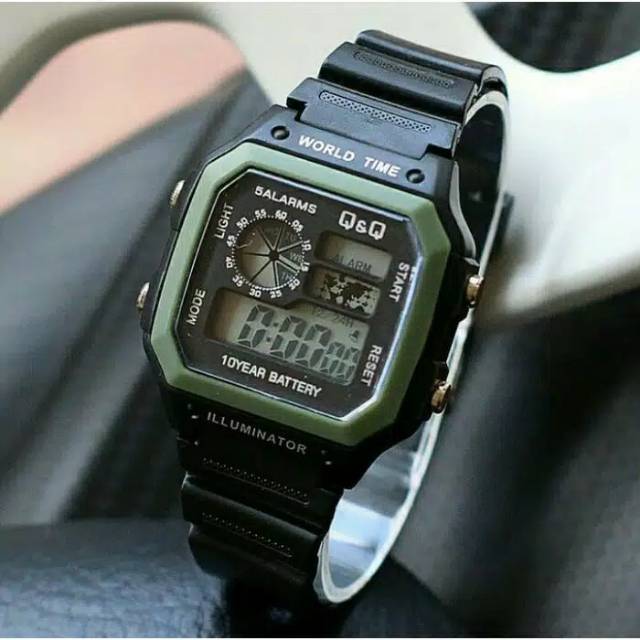 Jam Tangan Pria Q&amp;Q Digital Sergi Strap Rubber(Dikirim Dari Jakarta)