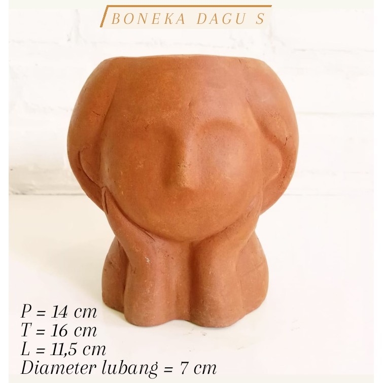 Pot Gerabah Boneka Dagu ukuran S Lucu unik untuk tanaman