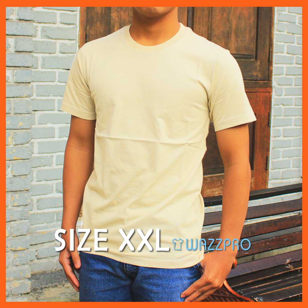 XXL Kaos Polos Distro Pria Wanita Cotton Combed 30s Lengan Pendek Coklat Susu / Baju Polos Cowok XXL