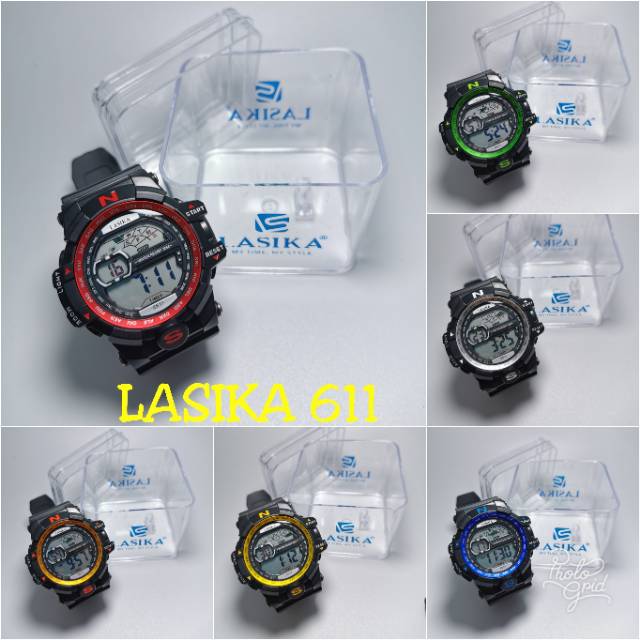 Jam tangan digital Pria Sporty water Resist Lasika 611