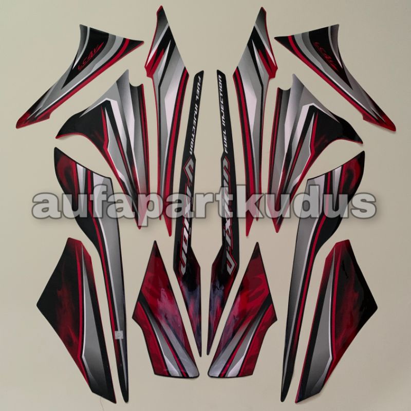 Stripping strip stiker sticker lis polet body Yamaha Vixion thn.2011 2012 Hitam Merah striping les v
