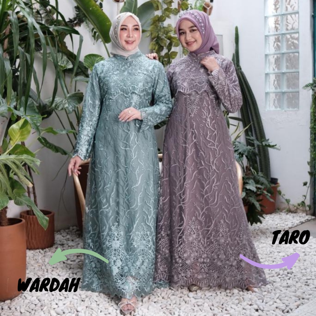 GAMIS WANITA / DRESS MUSLIM / ABAYA HARI RAYA/ TULLE / TILLE RAMPEL FULL FURING MOCCA DAN ANEKA PILIHAN WARNA