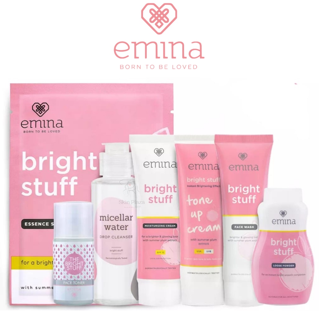 Emina Bright Stuff SERIES Face Wash Scrub Toner Powder Moisturizing Cream Micellar Tone Up Serum Mask