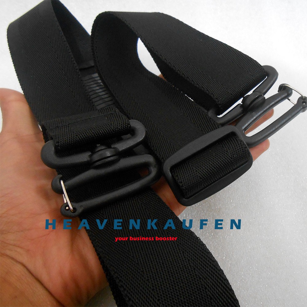 Strap Tas Pria / Tali Selempang Tas Pria Warna Hitam Lebar 3,8 cm Kait Bentuk Huruf S Bagus