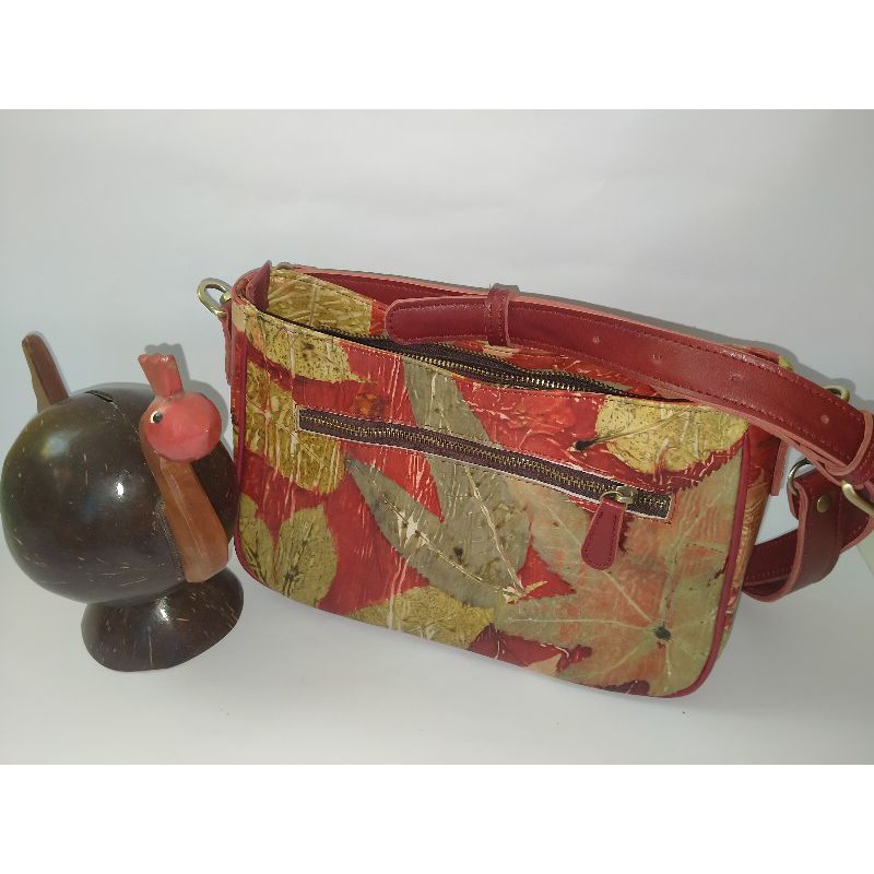 Tas kulit ecoprint wanita